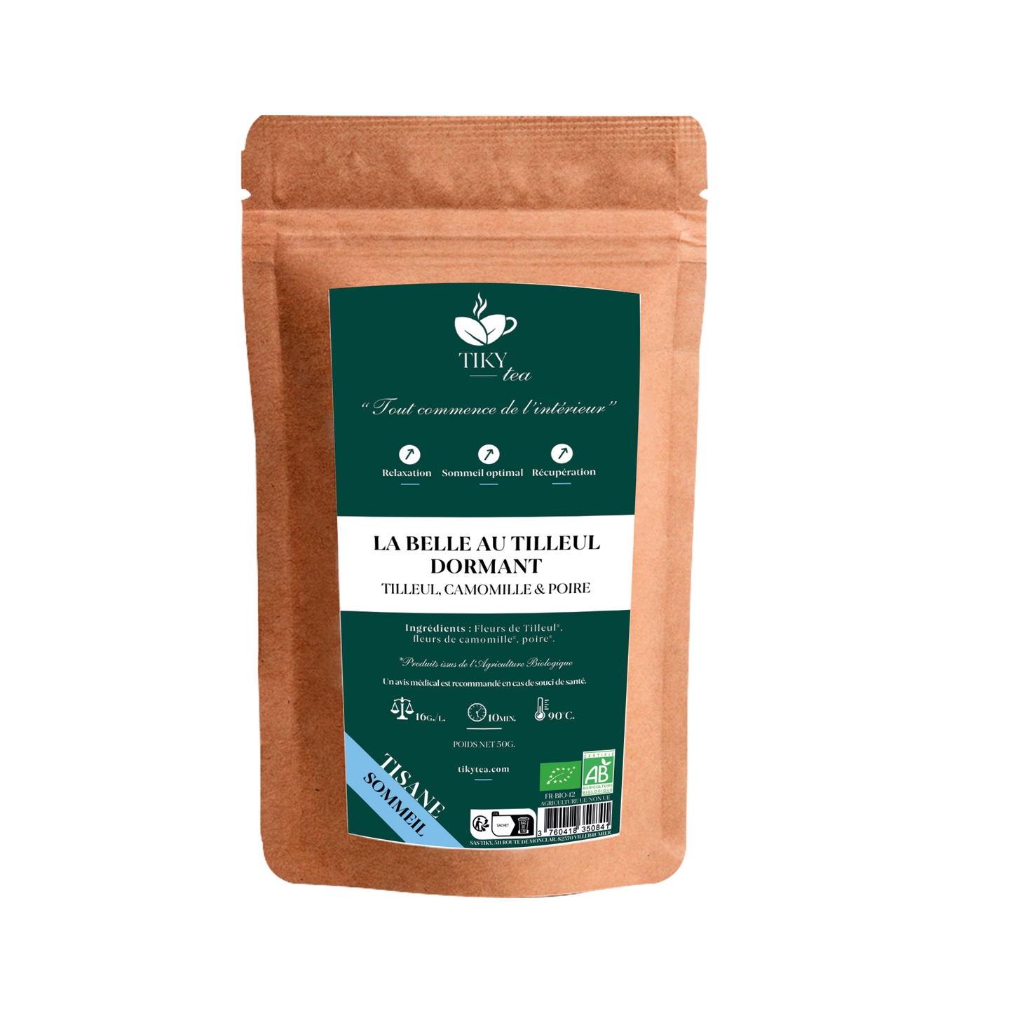 LA BELLE AU TILLEUL DORMANT - Tilleul, Camomille & Poire - BIO - TikyTea