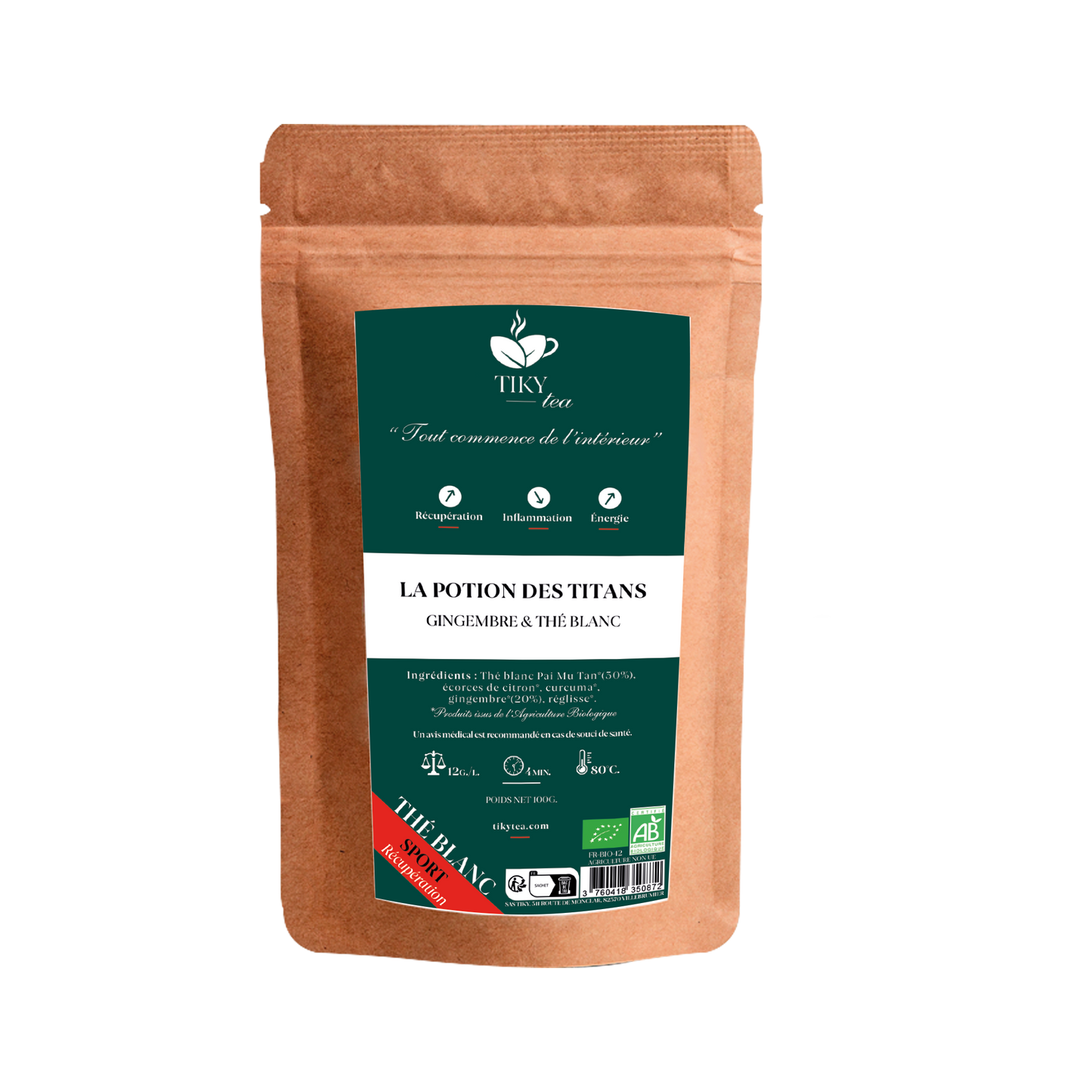 LA POTION DES TITANS- Gingembre & Thé blanc - BIO - TikyTea