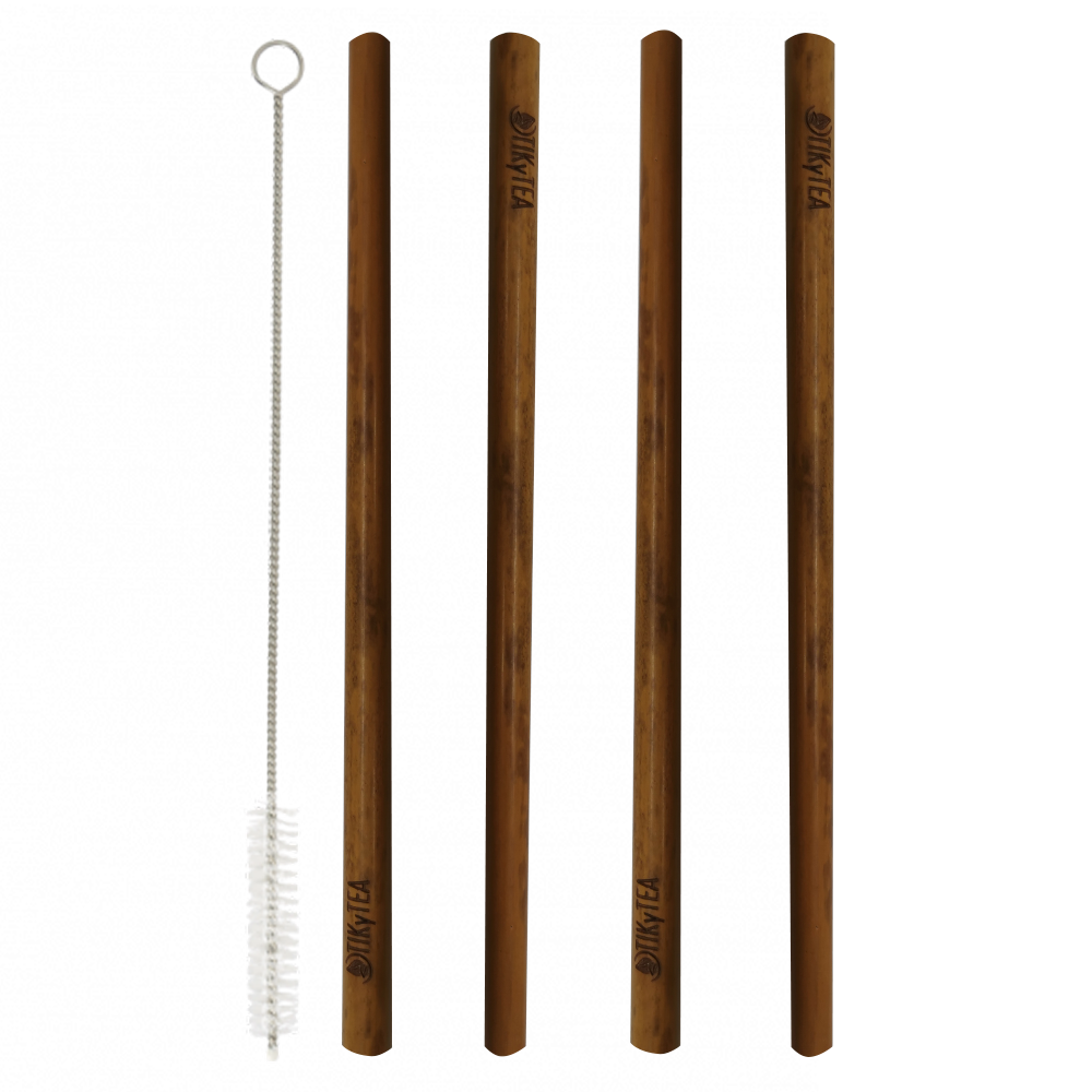Pailles en bambou - Lot de 4 + Goupillon - TikyTea