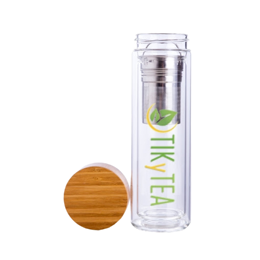 Thermos verre & bambou - Infuseur à thé - TikyTea